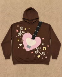 Heart Guitar Brown Hoodie