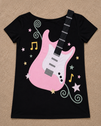 Pink Guitar Black Tee